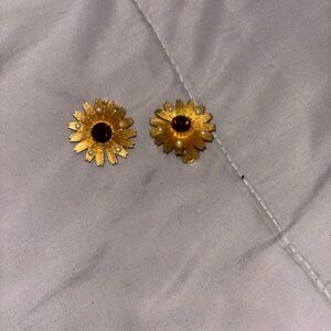 Golden Floral Stud Earrings